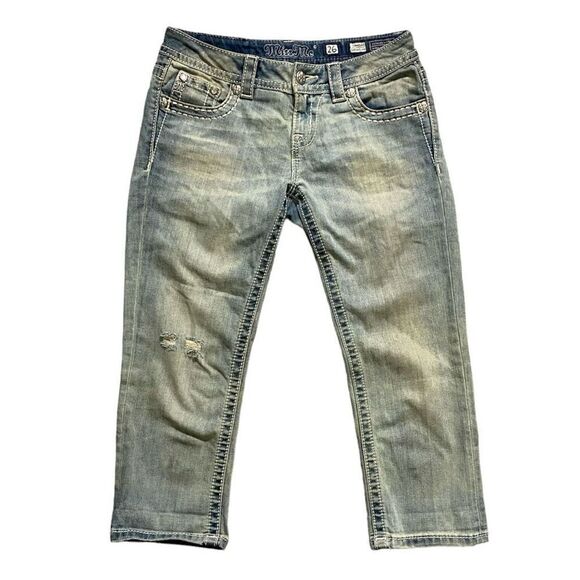 Miss Me Light Wash Signature Cuffed Capri Embellished Pocket Jeans | Size 26 - Picture 1 of 5